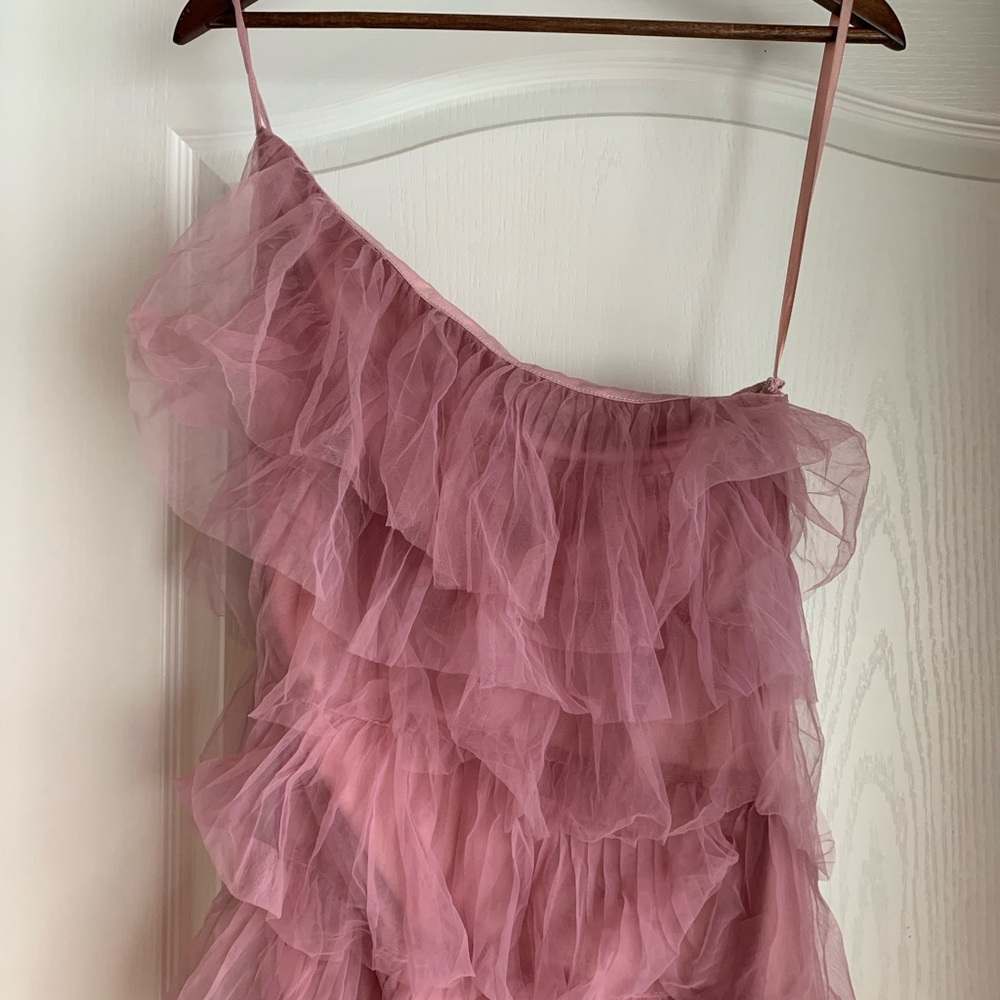Selfie Leslie nwt Arrabel Tiered Ruffle Tulle Maxi Dress Plum - Picture 4 of 10